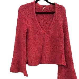 Free People Sand Dune Pink Stretch Knit Crop Sweater